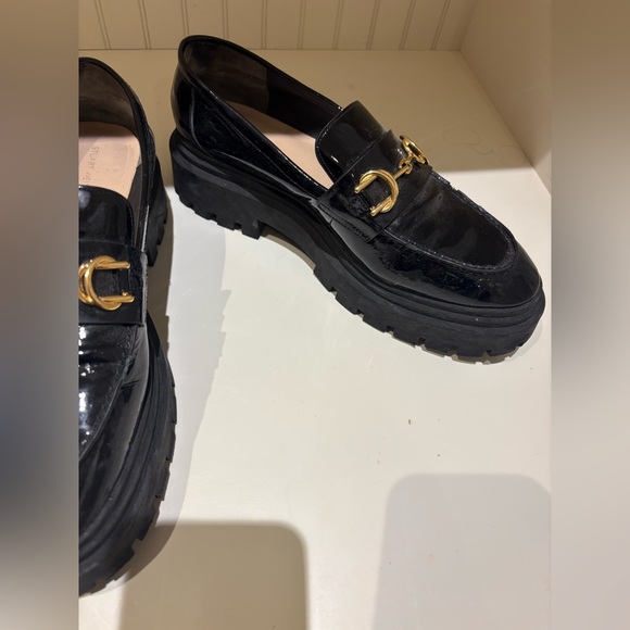 Stuart Weitzman Black Loafers with Gold Accents - Picture 5 of 8